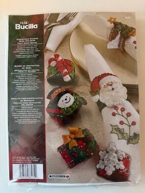 Bucilla Holiday Felt Napkin Ring Set in Red, Green & White